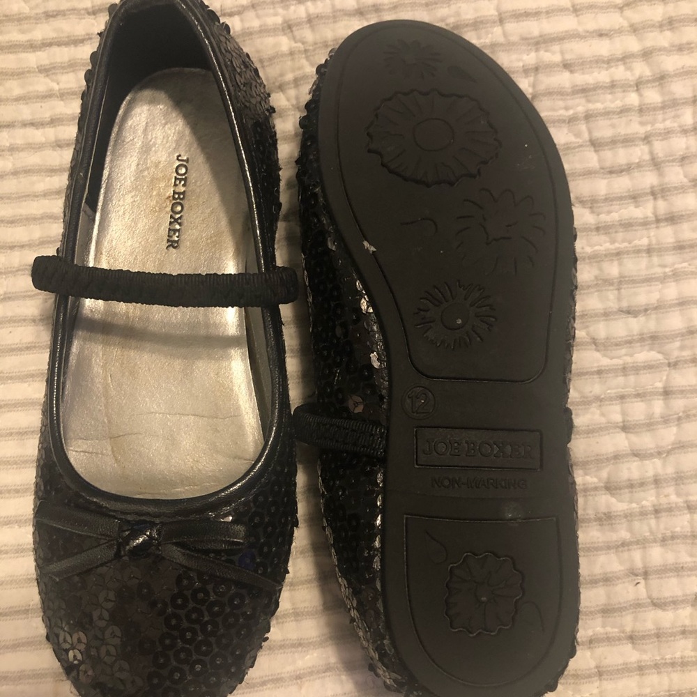 Black sparkle slip on shoes